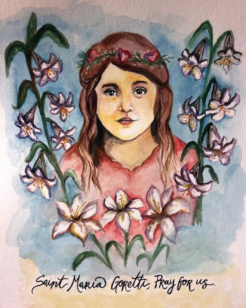 Saint Maria Goretti Watercolor Print, Catholic Art, Confirmation Gift ...
