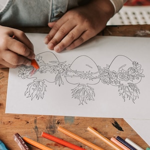 Hearts Of The Holy Family Coloring Page, Sacred Heart Coloring Page, Catholic Coloring Pages (Digital Download)