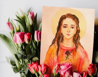 Saint Philomena Watercolor Print, Philomena, St Philomena, Catholic Art, Saint John Vianney, Philly, Saint Art, Prints of Saints, Watercolor