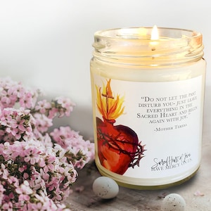 Sacred Heart of Jesus Chrism Candles, 100% Soy Candles, Cotton Wick, Catholic Candle, Catholic Gift, Mother&#39;s Day Gift