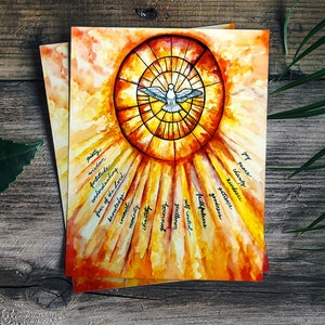 Fruits and Gifts of the Holy Spirit, Fruits of the Spirit, Confirmation Gift, Holy Spirit, Gifts of the Holy Spirit, 8x10, 5x7