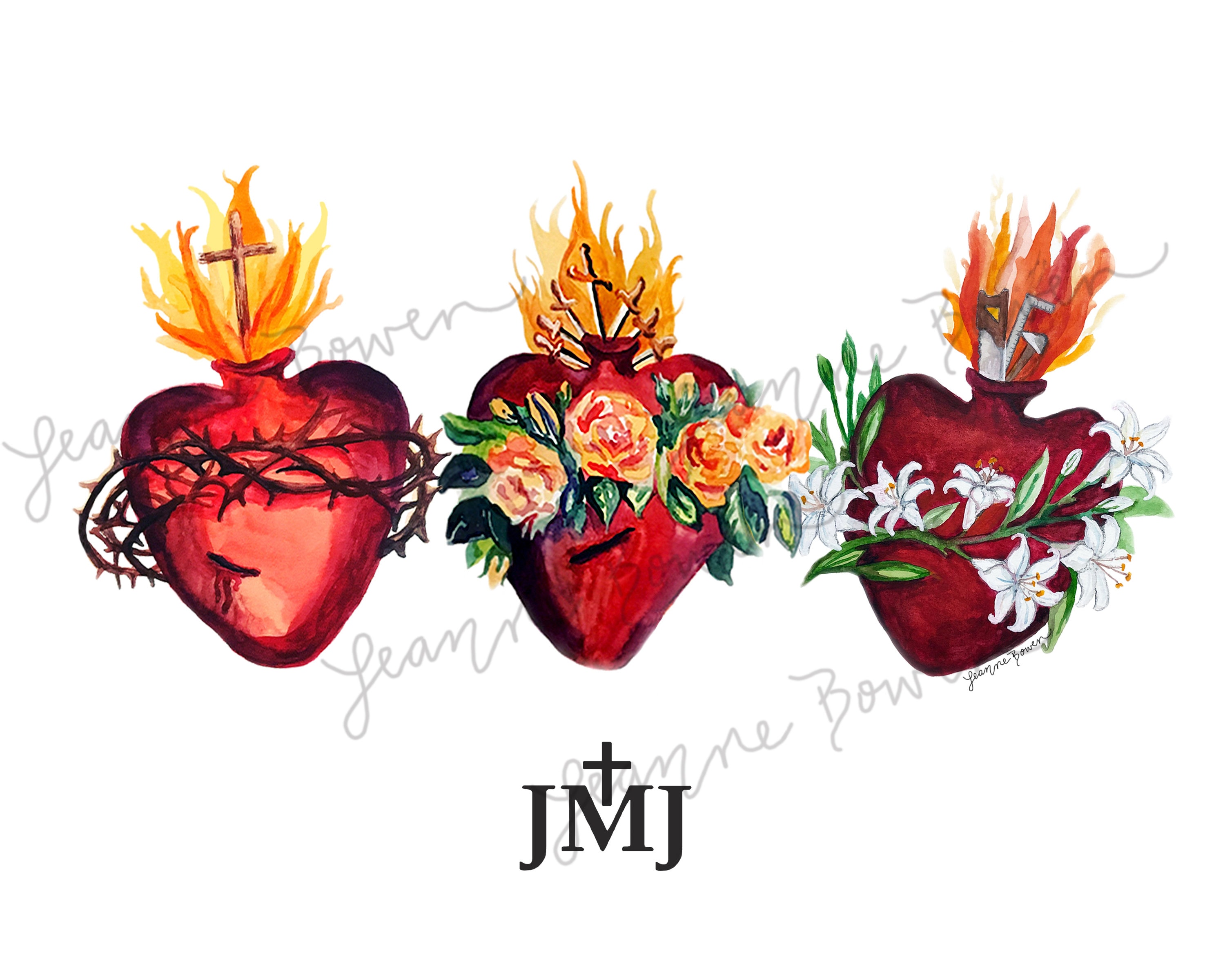 Jesus Mary Joseph Jmj Sacred Heart Of Jesus Immaculate Etsy