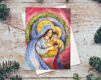 Merciful Heart of Christ Child Catholic Greeting Cards, Marian Blue, Pack of 5
