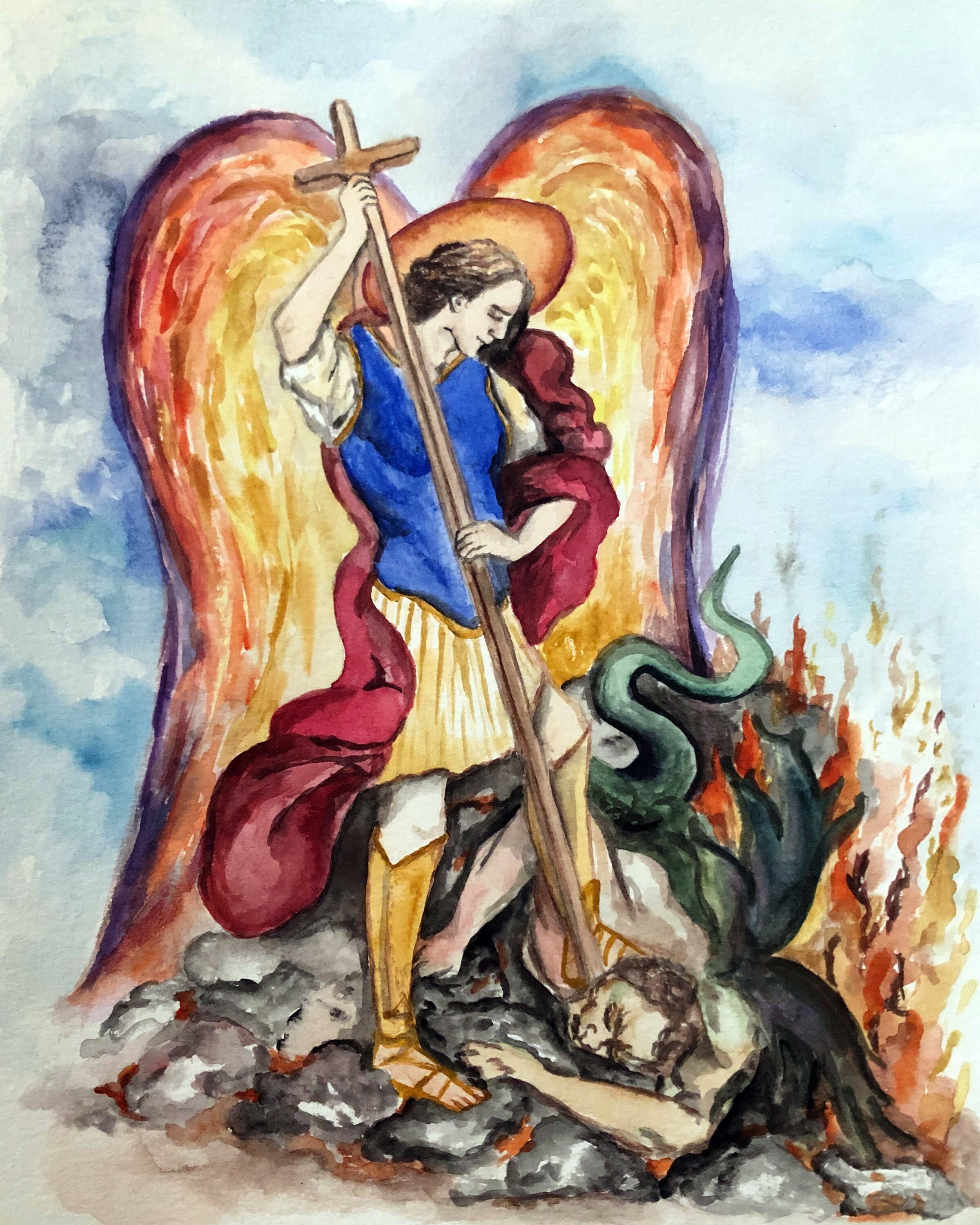 Saint Michael Print Archangel Confirmation Saint Catholic Etsy