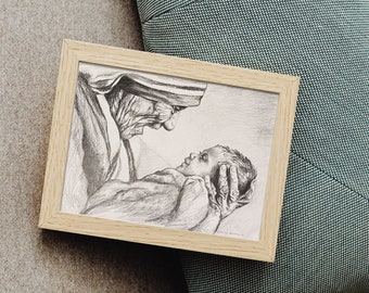 Mother Teresa and Child Art Print, Pencil Drawing (Digital Download)