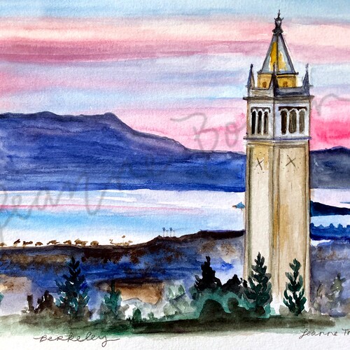 UC BERKELEY HILLS in 1936 Watercolor Painting / 8 X 10 Etsy