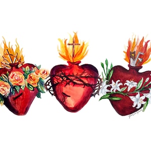 Extended Digital Download of the Hearts of the Holy Family, Three Hearts, Sacred Heart, Immaculate Heart, Most Chaste Heart