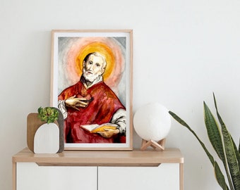 Saint Philip Neri, St Philip Neri, Confirmation Saint, Catholic Art, Saint Art, Prints of Saints, Watercolor, Catholic Print, Catholic Decor