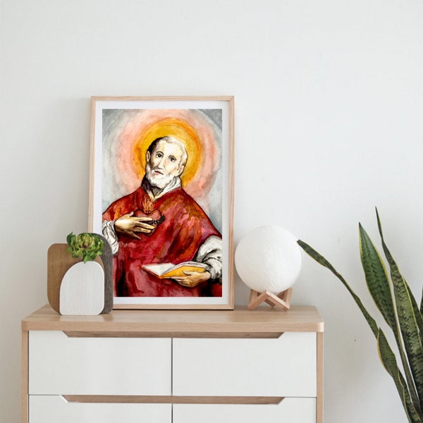 Saint Philip Neri, St Philip Neri, Confirmation Saint, Catholic Art, Saint Art, Prints of Saints, Watercolor, Catholic Print, Catholic Decor