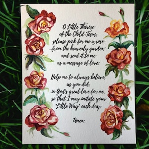 Gebed van de heilige Theresia, de heilige Theresia van Lisiuex, gebed van Theresia, kleine bloem, Theresia-afdruk, katholieke kunst, katholieke schilderkunst