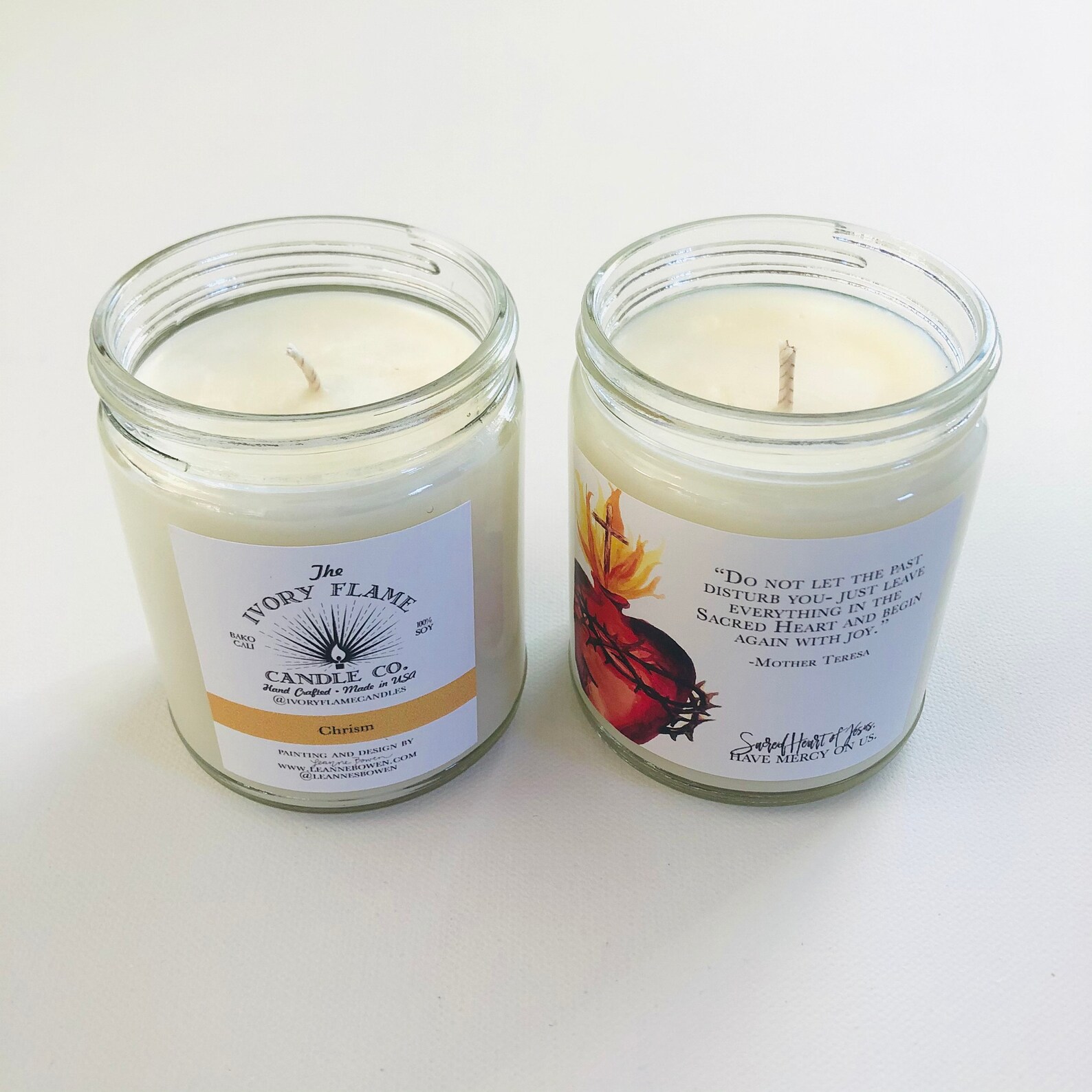 Sacred Heart of Jesus Chrism Candles 100 Soy Candles Cotton Etsy