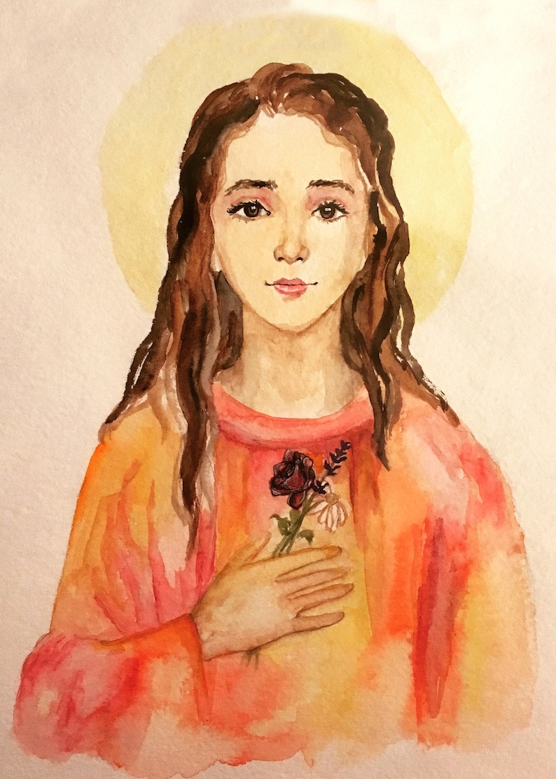 Saint Philomena Watercolor Art Print, Catholic Gift image 2