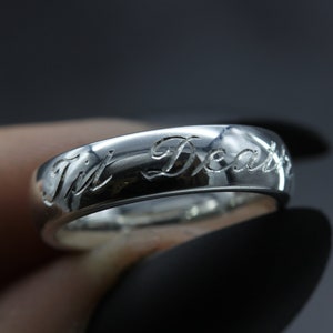 Til Death Wedding Ring, Silver Til Death Ring, Men's Til Death Ring, Hand Engraved Til Death Ring