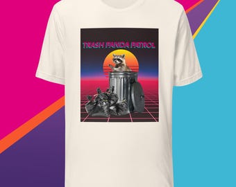 Trash Panda Patrol Retro Aesthetic Raccoon T-Shirt – Funny Vintage 80s Vaporwave Tee