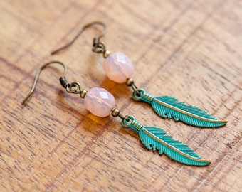 Turquoise Bohemian Feather Earrings