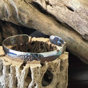 Sterling silver cuff bracelet, Hand stamped, handmade.Made in the USA.