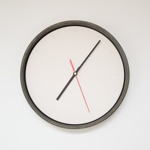 Industrial Concrete and Jesmonite Wall Clock / Minimal Design / Scandinavian /Urban / Modern / Contemporary / Dark Grey / Off White image 1