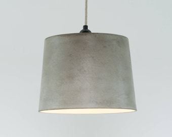 Handmade Industrial Lightweight Concrete Pendant Lampshade / Ceiling / Minimal / Plaster / Modern / Grey / Off White / Bespoke / Urban