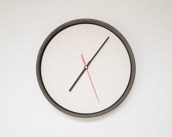 Industrial Concrete and Jesmonite Wall Clock / Minimal Design / Scandinavian /Urban / Modern / Contemporary / Dark Grey / Off White