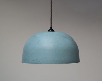 LARGE BLUE/GREEN Lightweight Concrete Ceiling Pendant Lampshade / Modern / Minimal / Cement / Plaster / Teal / Sea Green /  Off White /