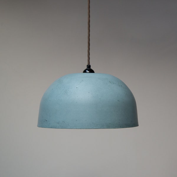 LARGE BLUE/GREEN Lightweight Concrete Ceiling Pendant Lampshade / Modern / Minimal / Cement / Plaster / Teal / Sea Green /  Off White /