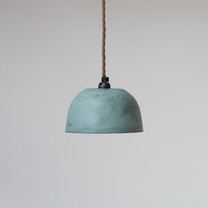 Small BLUE/GREEN Lightweight Concrete Ceiling Pendant Lampshade / Modern / Minimal / Cement / Plaster / Teal / Sea Green /  Off White /