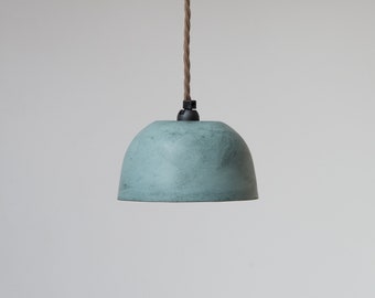 Small BLUE/GREEN Lightweight Concrete Ceiling Pendant Lampshade / Modern / Minimal / Cement / Plaster / Teal / Sea Green /  Off White /