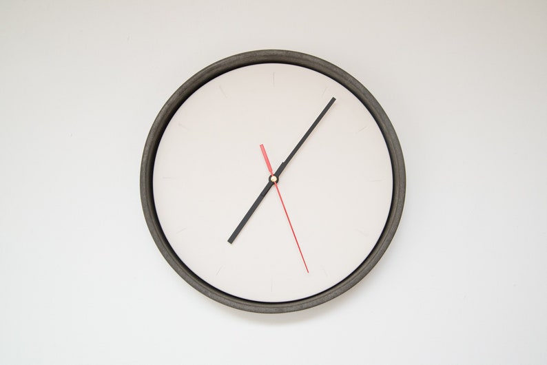 Industrial Concrete and Jesmonite Wall Clock / Minimal Design / Scandinavian /Urban / Modern / Contemporary / Dark Grey / Off White image 1