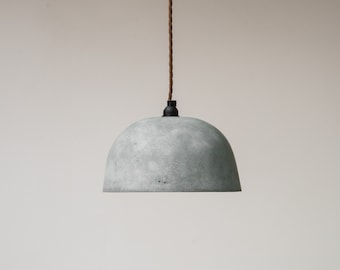 Medium Dome Pendant Lampshade Concrete Grey / Industrial / Modern / Contemporary / Off White / Plaster /