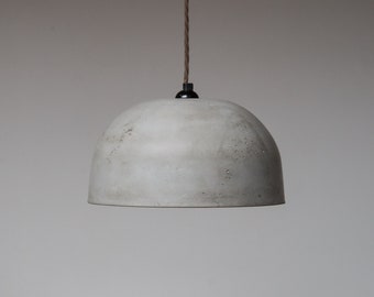 LARGE DOME Pendant Lampshade in Concrete Grey / Minimal / Industrial Ceiling Light / Cement / Plaster /  Off White /