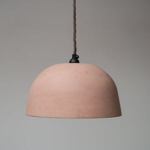 Medium Dome Pendant Lampshade Concrete in Blush Pink / Industrial / Modern / Contemporary / Off White / Plaster / Handmade / Bespoke