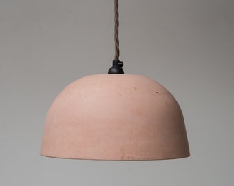 Medium Dome Pendant Lampshade Concrete in Blush Pink / Industrial / Modern / Contemporary / Off White / Plaster / Handmade / Bespoke