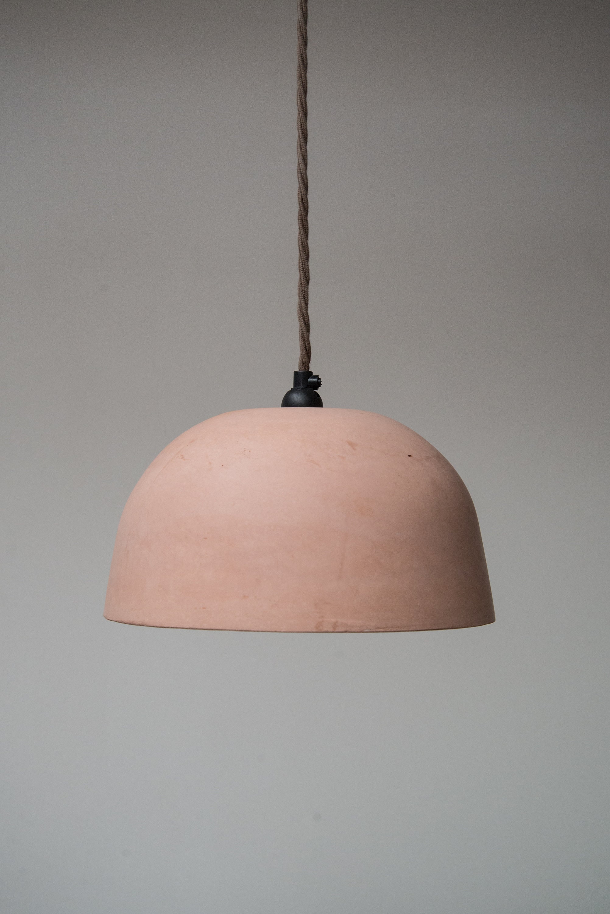 Medium Dome Pendant Lampshade Concrete in Blush Pink Industrial
