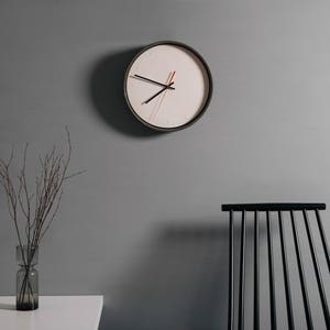 Industrial Concrete and Jesmonite Wall Clock / Minimal Design / Scandinavian /Urban / Modern / Contemporary / Dark Grey / Off White image 3