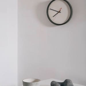 Industrial Concrete and Jesmonite Wall Clock / Minimal Design / Scandinavian /Urban / Modern / Contemporary / Dark Grey / Off White image 5