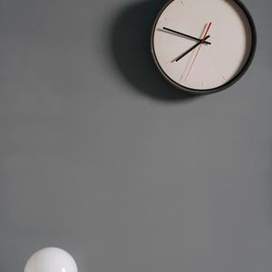 Industrial Concrete and Jesmonite Wall Clock / Minimal Design / Scandinavian /Urban / Modern / Contemporary / Dark Grey / Off White image 7