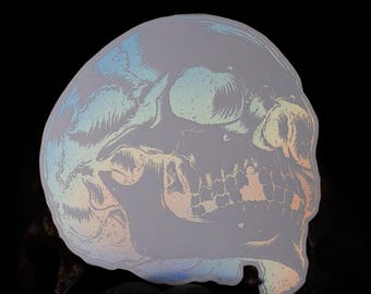 マットホログラフィックスカルステッカー