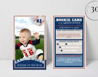 Rookie of the Year First Birthday Invitation Baseball Birthday - Etsy