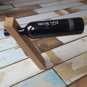 Modern Floating Wine Bottle Holder - Wine Stand - Wine Display - Solid Oak - House Warming Gift