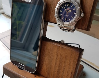 Desk Tidy\Man Tidy\Bedside Organiser- Phone and Watch Stand - Solid Beech