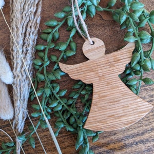 Angel Bauble Christmas Tree Decoration Oak Family Gift Wooden XMAS Decoration Reclaimed Oak Secret Santa