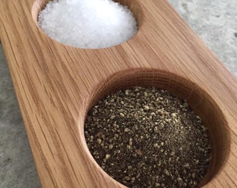 Handmade Salt and Pepper Pinch Pot- Oak - Spice Dispenser - Perfect Modern Cooking Aid! Can be personalised!