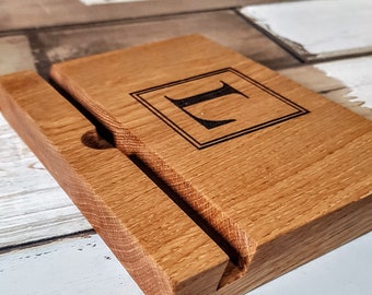 Tableta hecha a mano / iPad / soporte de teléfono de roble y nogal, soporte de teléfono moderno, grande y pequeño disponible