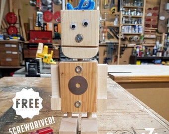 DIY Wooden Robot Craft Kit: STEM Gift for Kids