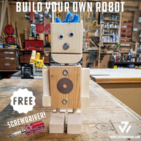 Build your own robot |Craft Kit for kids | Customise | DIY Build it yourself | STEM Gift for kids | Woodworking for kids
