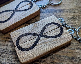5th Anniversary Wood Keyrings: Personalized Infinity Matching Keychain Set