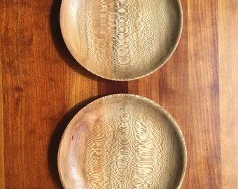 Pair of Quarter-Sawn, Sycamore Snack Plates