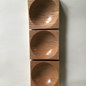 Tiger Maple Bowls: Set of Three Lacquered Candy Dishes