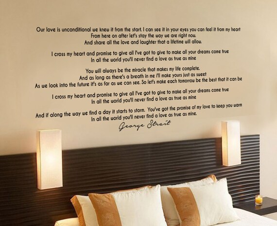George Strait Song Lyrics Of I Cross My Heart By George Strait Living Room Wall Decor Decal Lettering Custom Size Colour Removable Vinyl