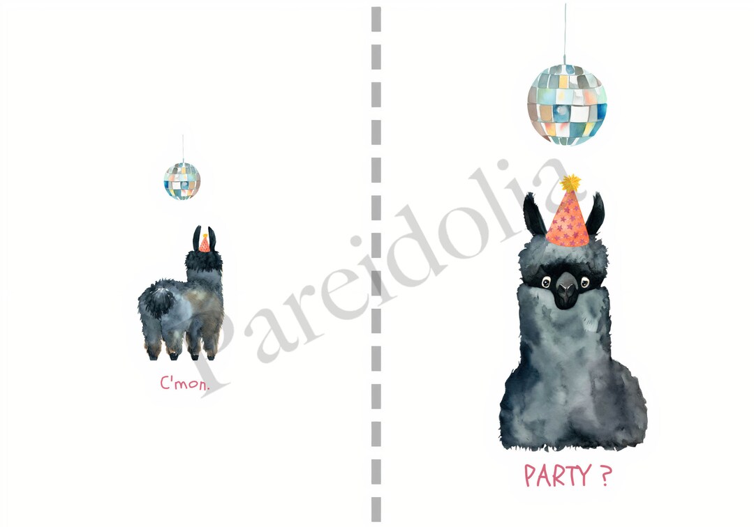 Digital Download Printable Birthday Card Llama Greeting - Etsy